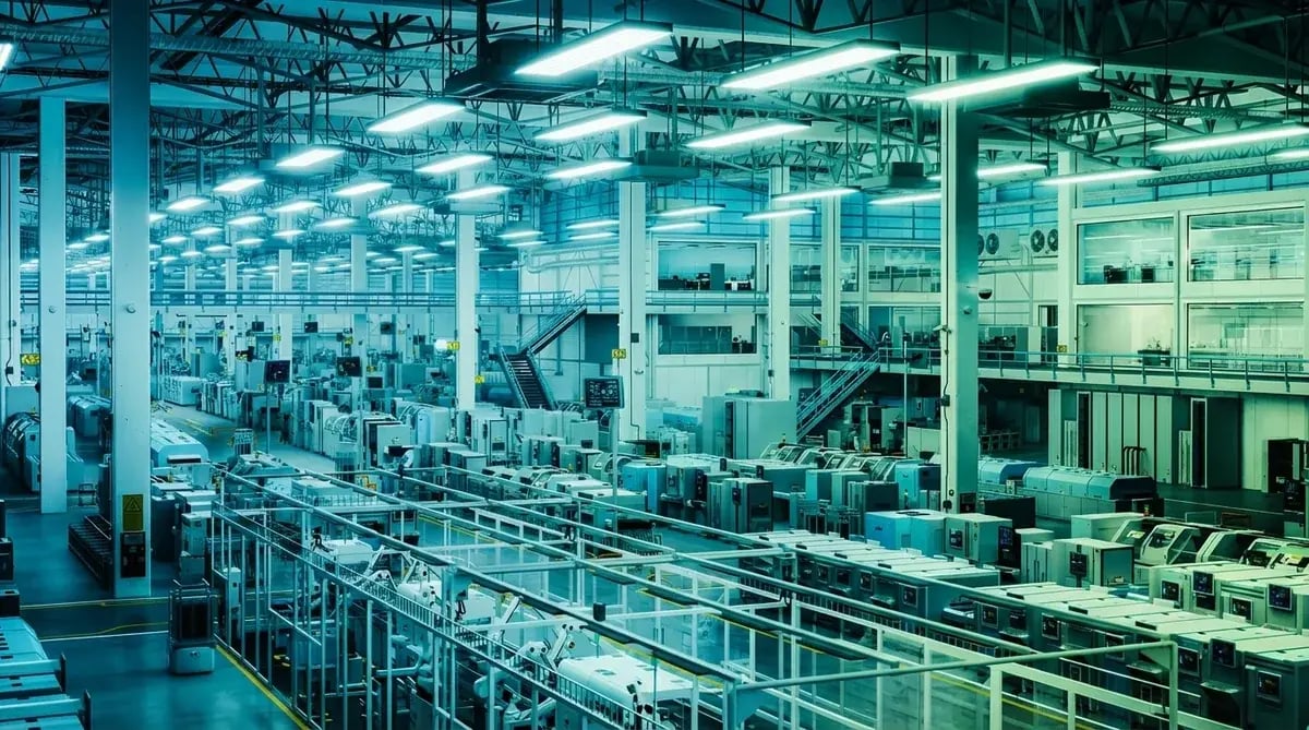 Modern secure smart factory floor with microsegmentation in manufacturing protecting OT and IT assets