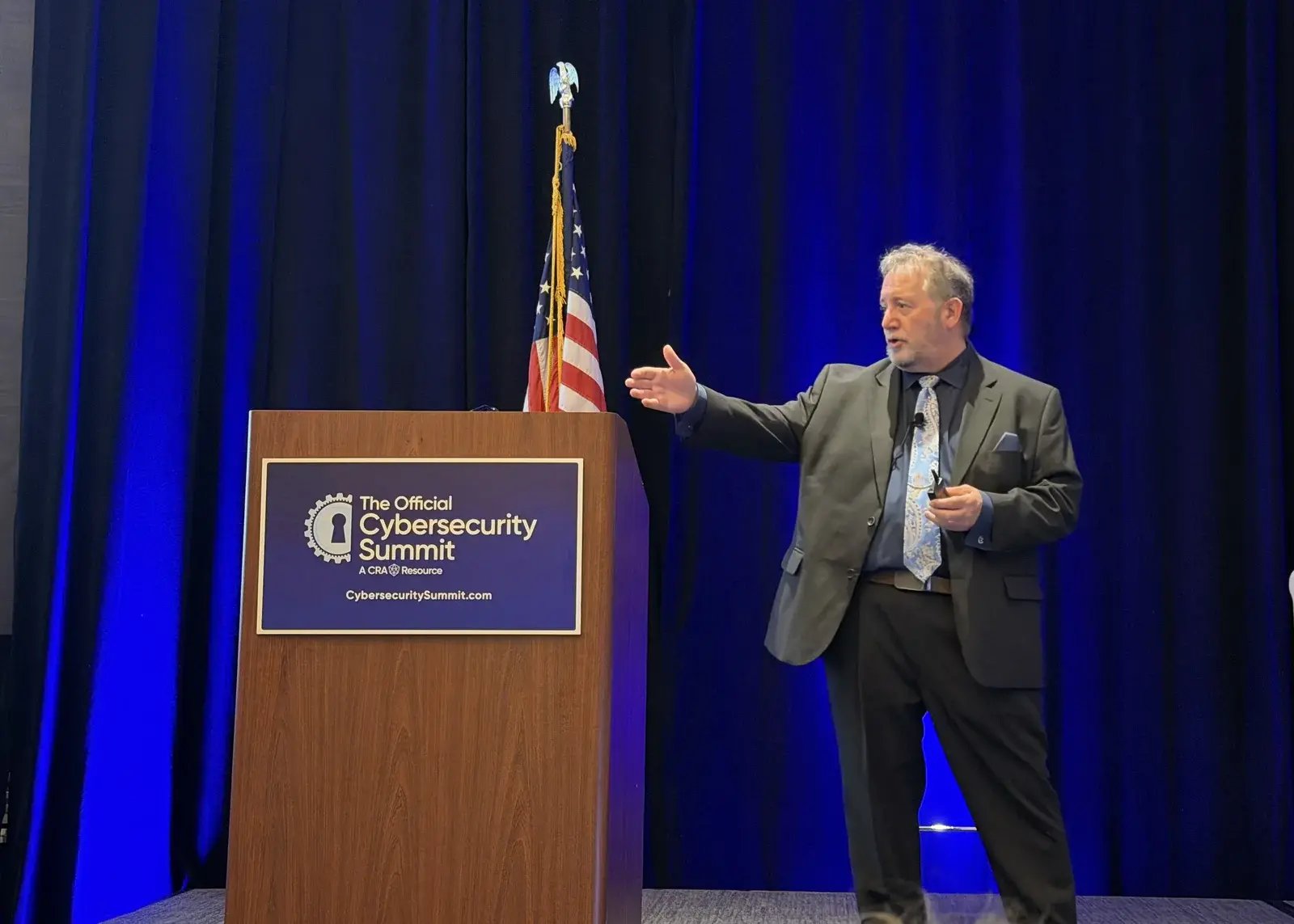 Stephen Craig of New York-Presbyterian Hospital presenting on legacy systems at Cybersecurity Summit Boston 2026