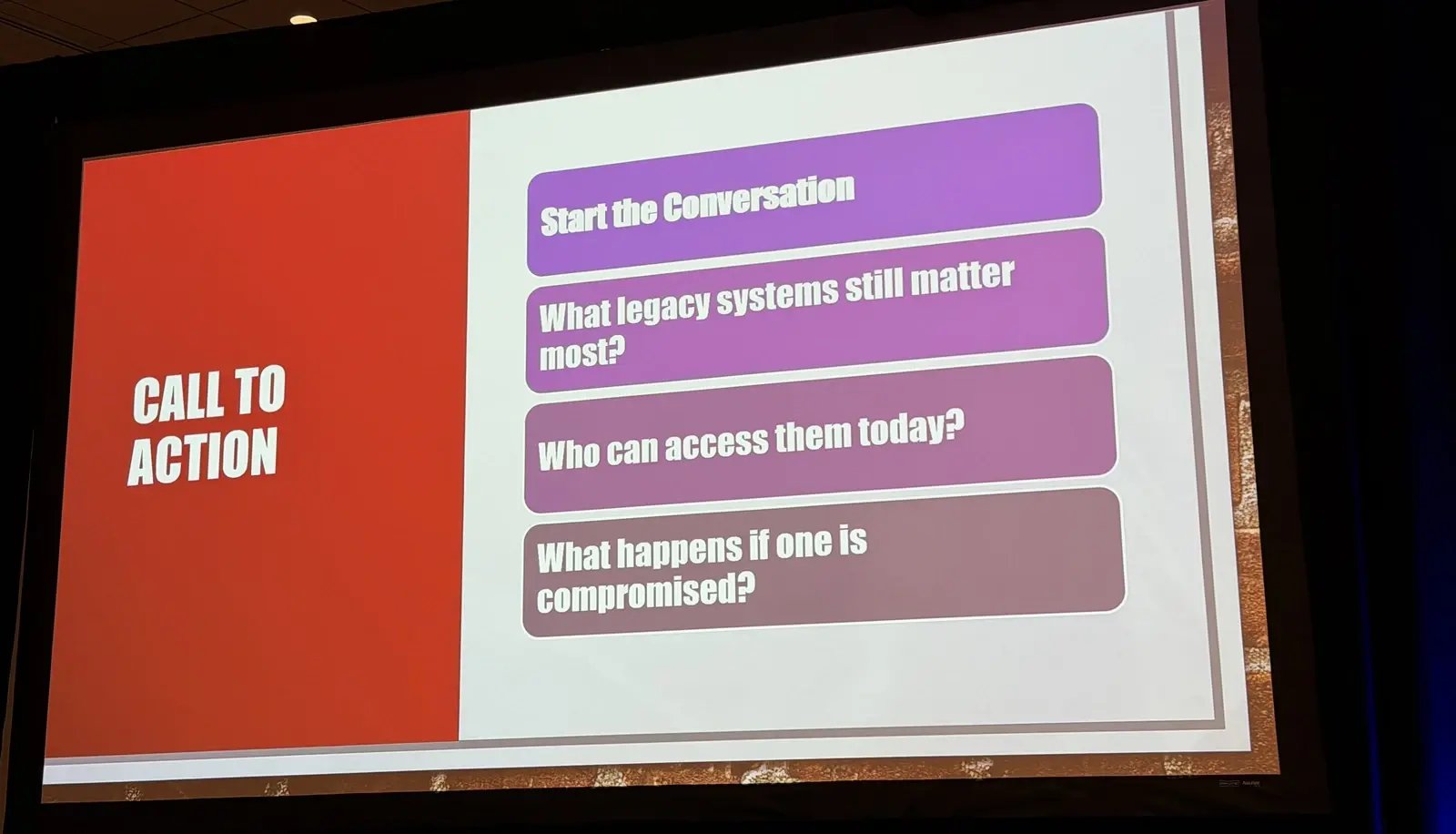 Stephen Craig presentation slide on segmentation and legacy device security at Cybersecurity Summit Boston 2026